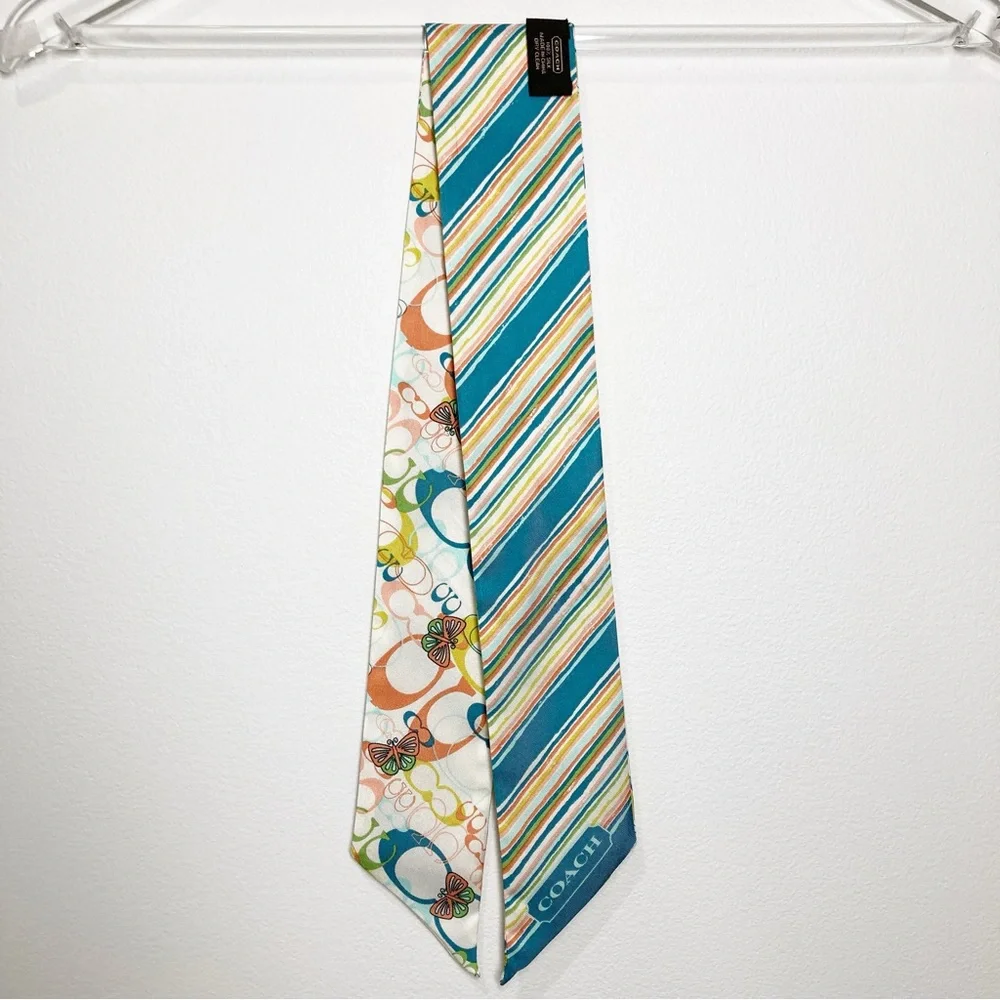 Rare Coach Vintage Limited Edition Multicolored Butterfly Reversible Silk Scarf - Picture 4 of 8